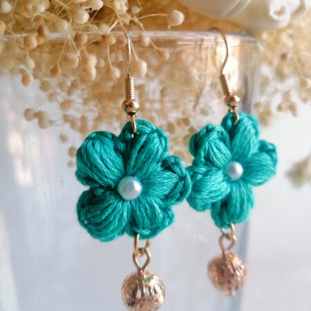Brincos Pendentes Flor com conta decorativa