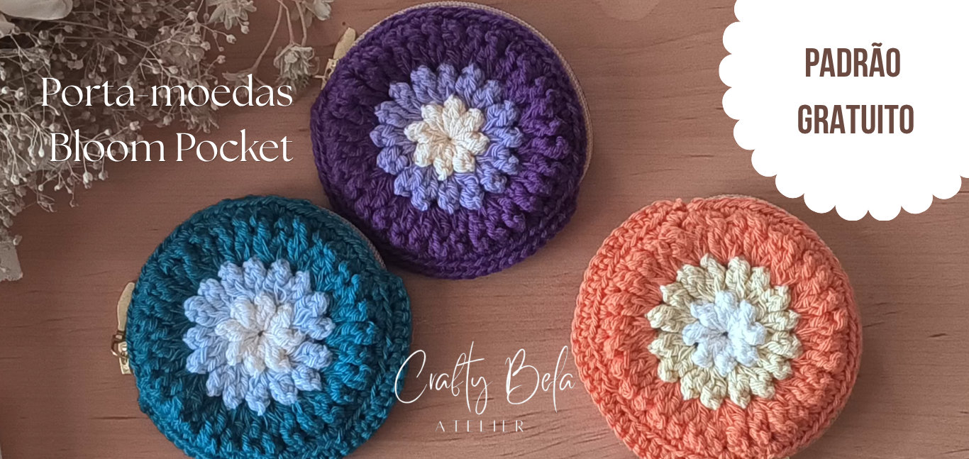 Porta-Moedas Bloom Pocket - Padrão Gratuito