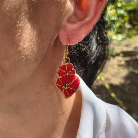 Brincos Romaria Vermelho Dourado
